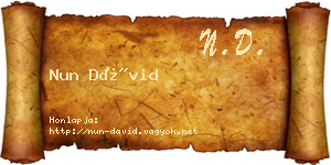 Nun Dávid névjegykártya